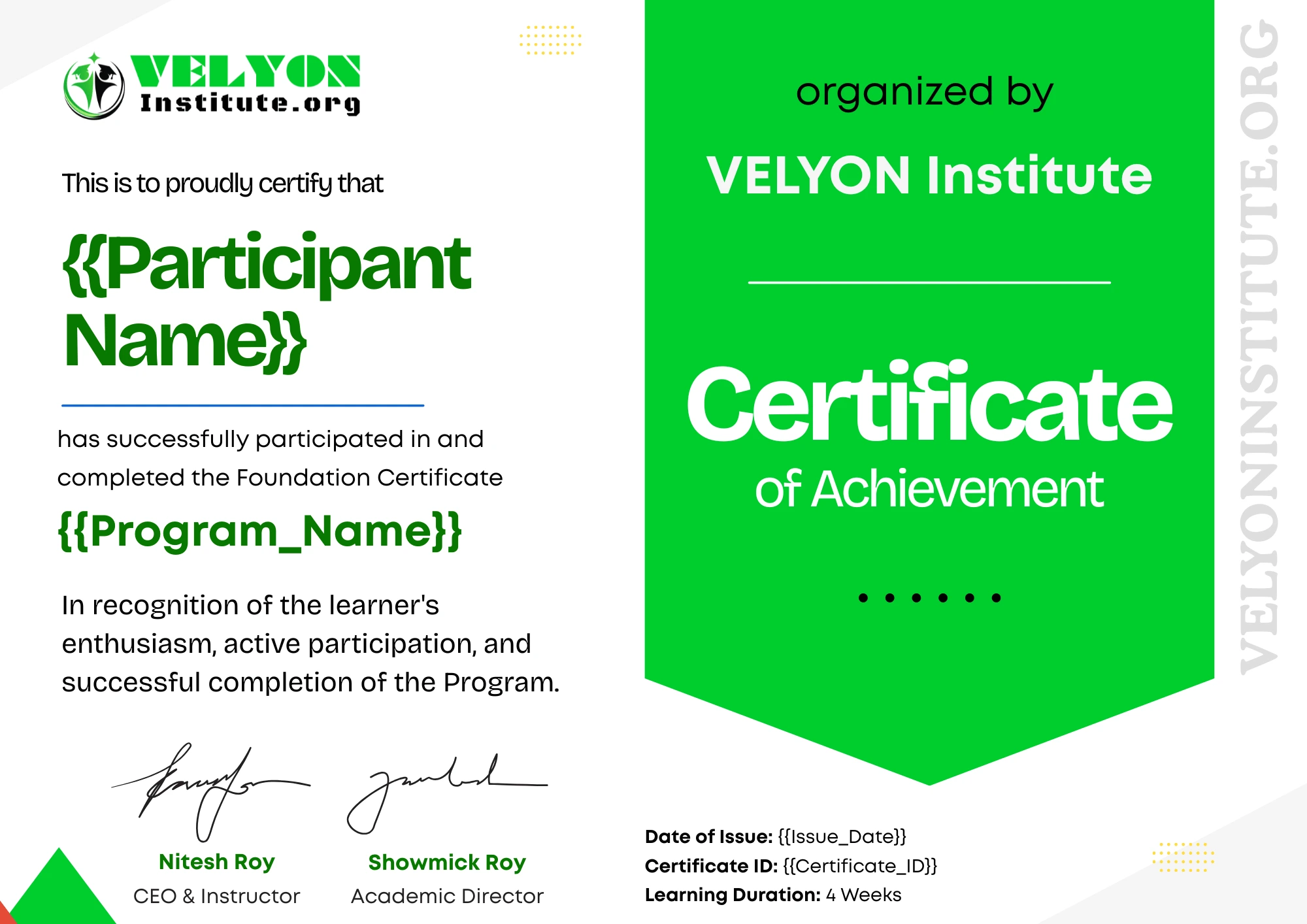 Foundation Certificate Sample